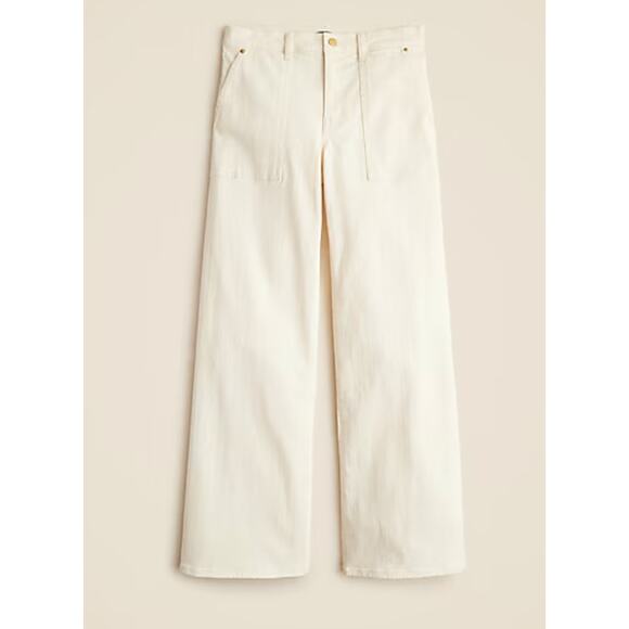 J Crew Camp Pocket Wide Leg Jeans 32 16 NWT Ecru Wash Cream White CH917 J.Crew - Picture 4 of 6